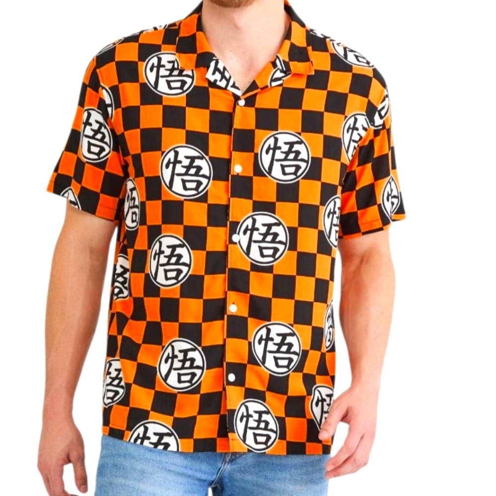Dragon Ball Super Big Mens Graphic  Button Down Short Sleeve Shirt Size 3XL